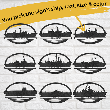 US Navy Battleship - Pick Your Battleship - Custom Metal Wall Art