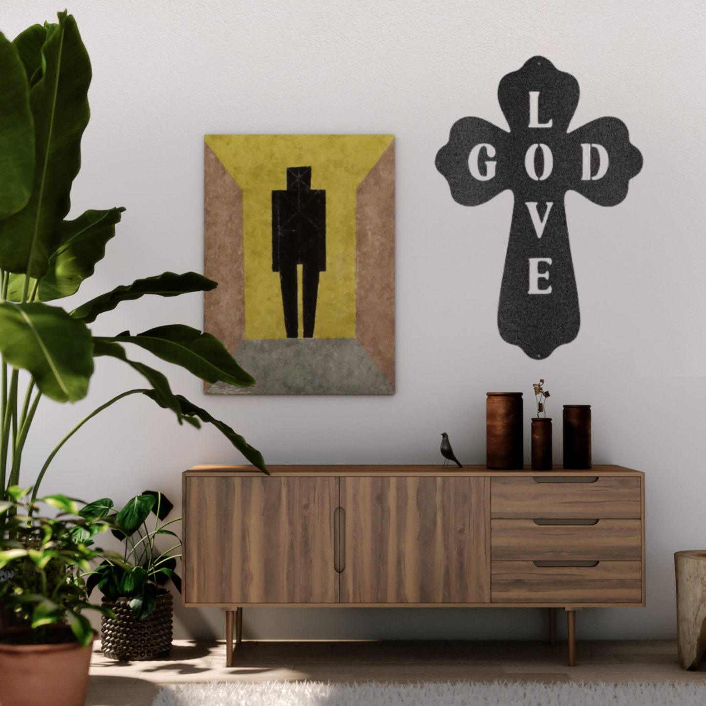 Gods Love Cross - Custom Metal Sign - Christian Metal Wall Art, Christian Artwork