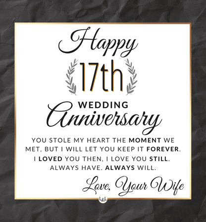 17th Wedding Anniversary - Openwork Skeleton Watch + LED Watch Box - Gift for Husband - Liliana and Liam