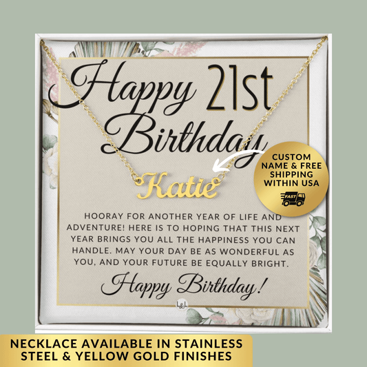 21st Birthday Gift For Her - Name Necklace Gift For A 21 Year Old's Birthday - The Perfect Personalized Present - Liliana and Liam