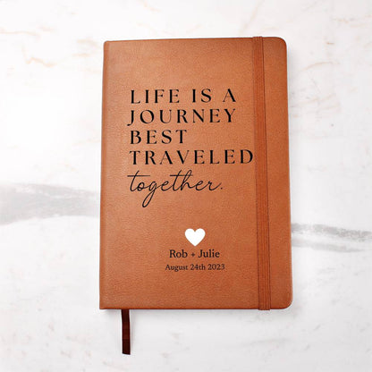 Personalized Leather Journal - Best Traveled Together - Custom Leather Notebook For The One You Love - Wedding or Anniversary Gift - Love Letters, Memory Book