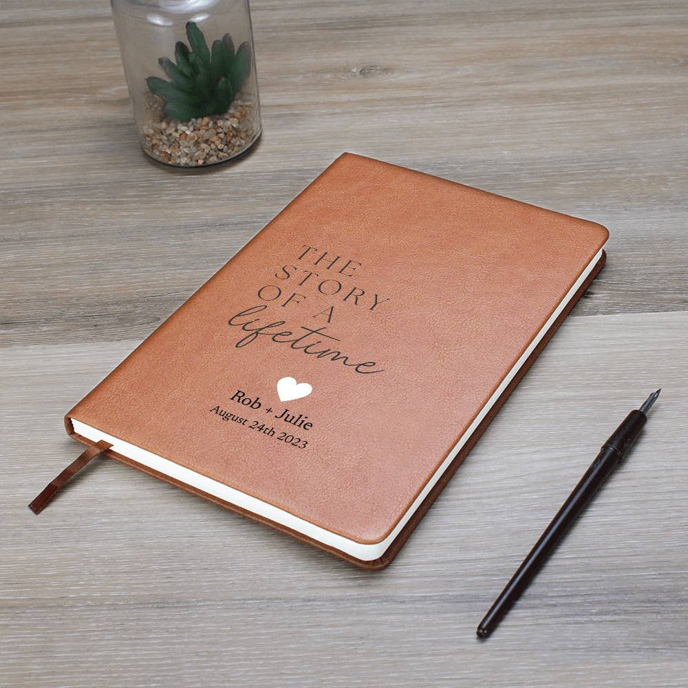 Personalized Leather Journal - The Story Of A Lifetime - Custom Leather Notebook For The One You Love - Wedding or Anniversary Gift - Love Letters, Memory Book