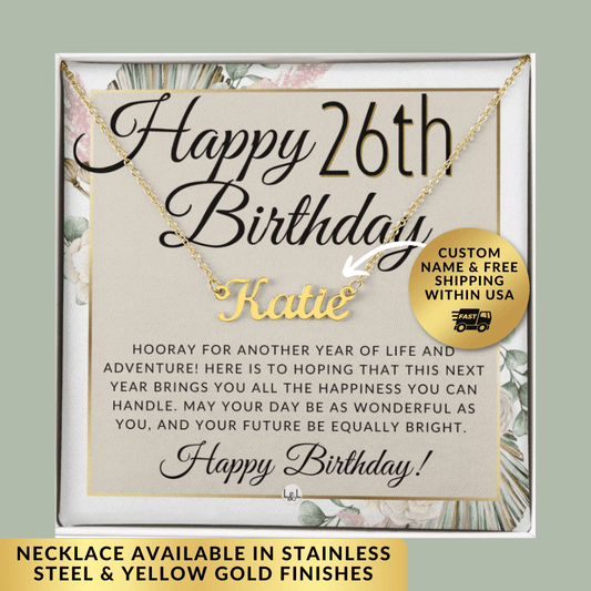 26th Birthday Gift For Her - Name Necklace Gift For A 26 Year Old's Birthday - The Perfect Personalized Present - Liliana and Liam