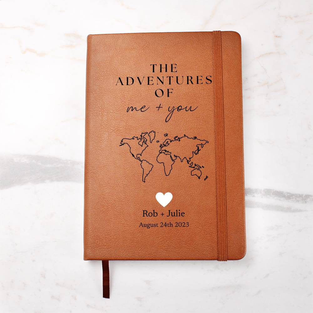 Personalized Leather Journal - Adventures of Me + You - Custom Leather Notebook For The One You Love - Wedding or Anniversary Gift - Love Letters, Memory Book