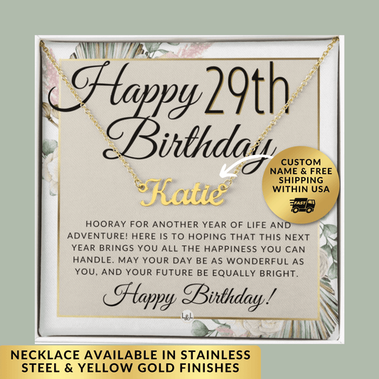 29th Birthday Gift For Her - Name Necklace Gift For A 29 Year Old's Birthday - The Perfect Personalized Present - Liliana and Liam