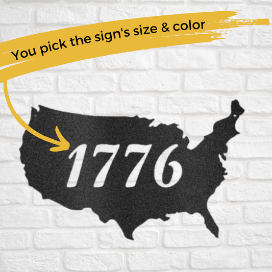 America, 1776 | Personalized Patriotic Metal Sign