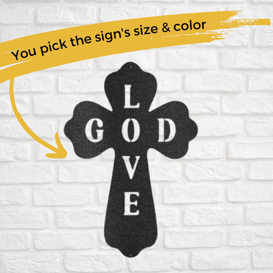 God's Love Cross | Personalized Christian Metal Sign