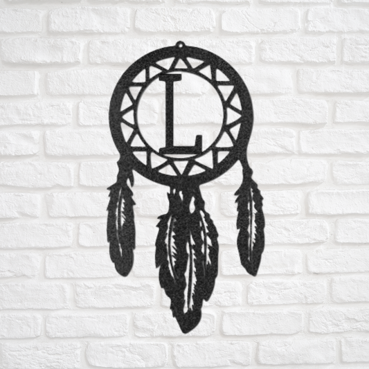 Dream Catcher Monogram - Custom Metal Sign - Whimsical Wall Art