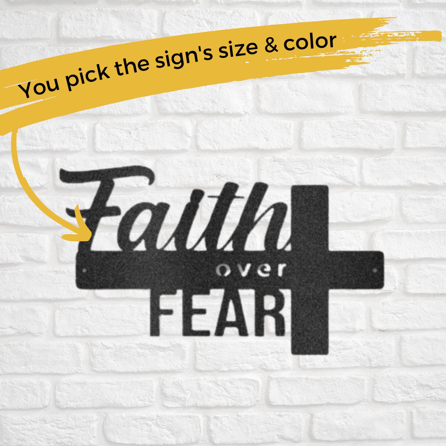 Faith Over Fear - Custom Metal Sign - Christian Metal Wall Art, Christian Artwork