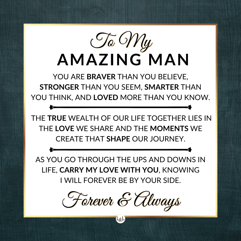 Special Gift For My Man - Carry My Love With You - Men's Braided Leather Bracelet with Cross - Great Christmas Gift, Valentines Day, Anniversary or Birthday Present For Him - Liliana and Liam