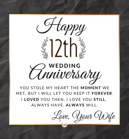 12th Wedding Anniversary - Openwork Skeleton Watch + LED Watch Box - Gift for Husband - Liliana and Liam