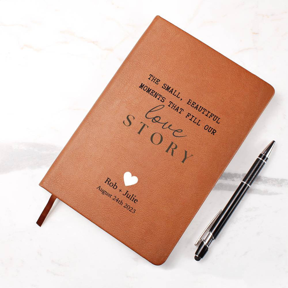 Personalized Leather Journal - Small Beautiful Moments - Custom Leather Notebook For The One You Love - Wedding or Anniversary Gift For Couples - Love Letters, Memory Book