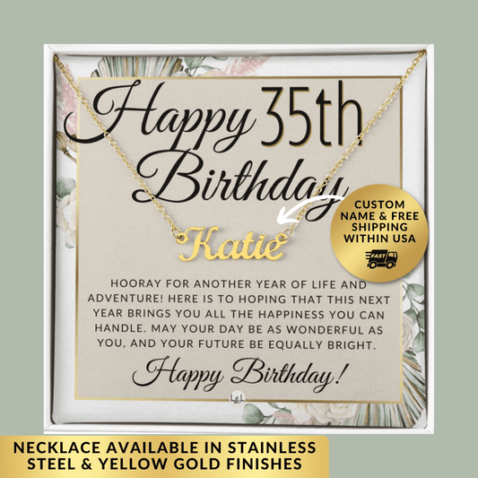 35th Birthday Gift For Her - Name Necklace Gift For A 35 Year Old's Birthday - The Perfect Personalized Present - Liliana and Liam