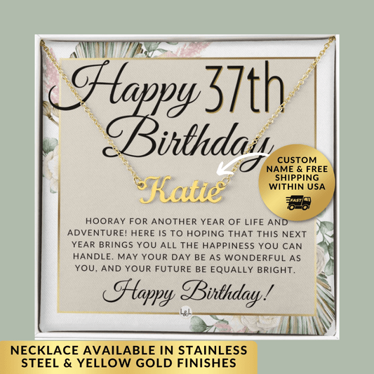 37th Birthday Gift For Her - Name Necklace Gift For A 37 Year Old's Birthday The Perfect Personalized Present - Liliana and Liam