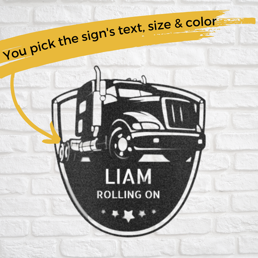 Semi Truck Driver Metal Sign | Personalized Garage Decor
