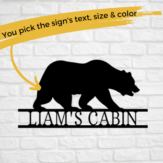 Personalized Metal Bear Cabin Sign - Bear Wall Decor