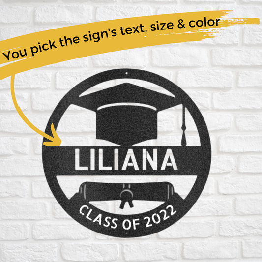 Grad Cap Monogram | Personalized Graduation Metal Sign