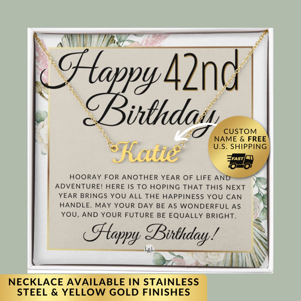 42nd Birthday Gift For Her Name Necklace Gift For A 42 Year