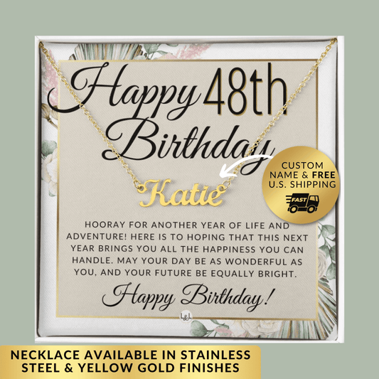 48th Birthday Gift For Her - Name Necklace Gift For A 48 Year Old's Birthday The Perfect Personalized Present - Liliana and Liam