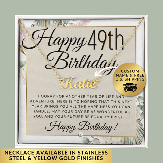 49th Birthday Gift For Her - Name Necklace Gift For A 49 Year Old's Birthday The Perfect Personalized Present - Liliana and Liam