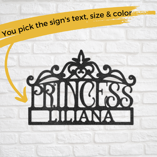 Princess Crown - Custom Metal Sign - Fairytale Wall Art - Liliana and Liam