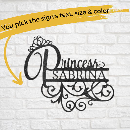 Princess Monogram - Custom Metal Sign - Fairytale Wall Art - Liliana and Liam