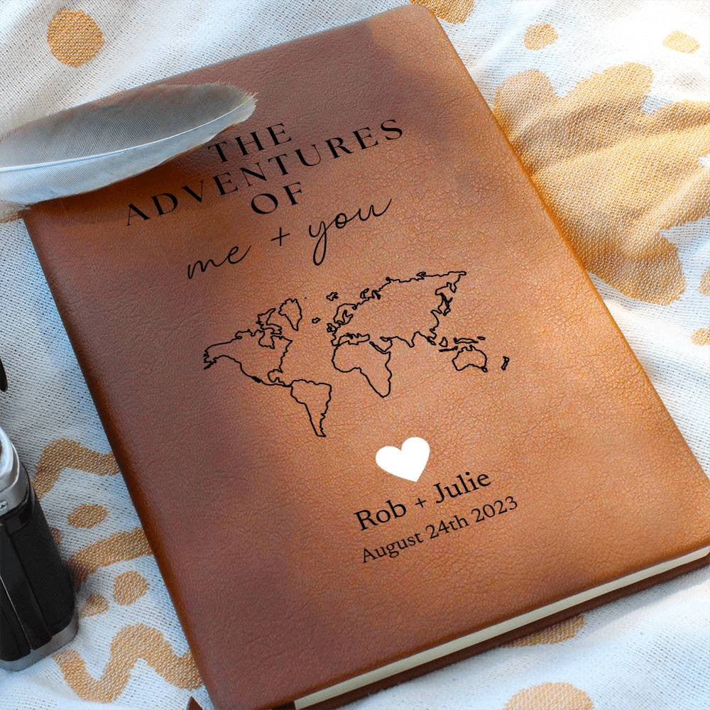 Personalized Leather Journal - Adventures of Me + You - Custom Leather Notebook For The One You Love - Wedding or Anniversary Gift - Love Letters, Memory Book