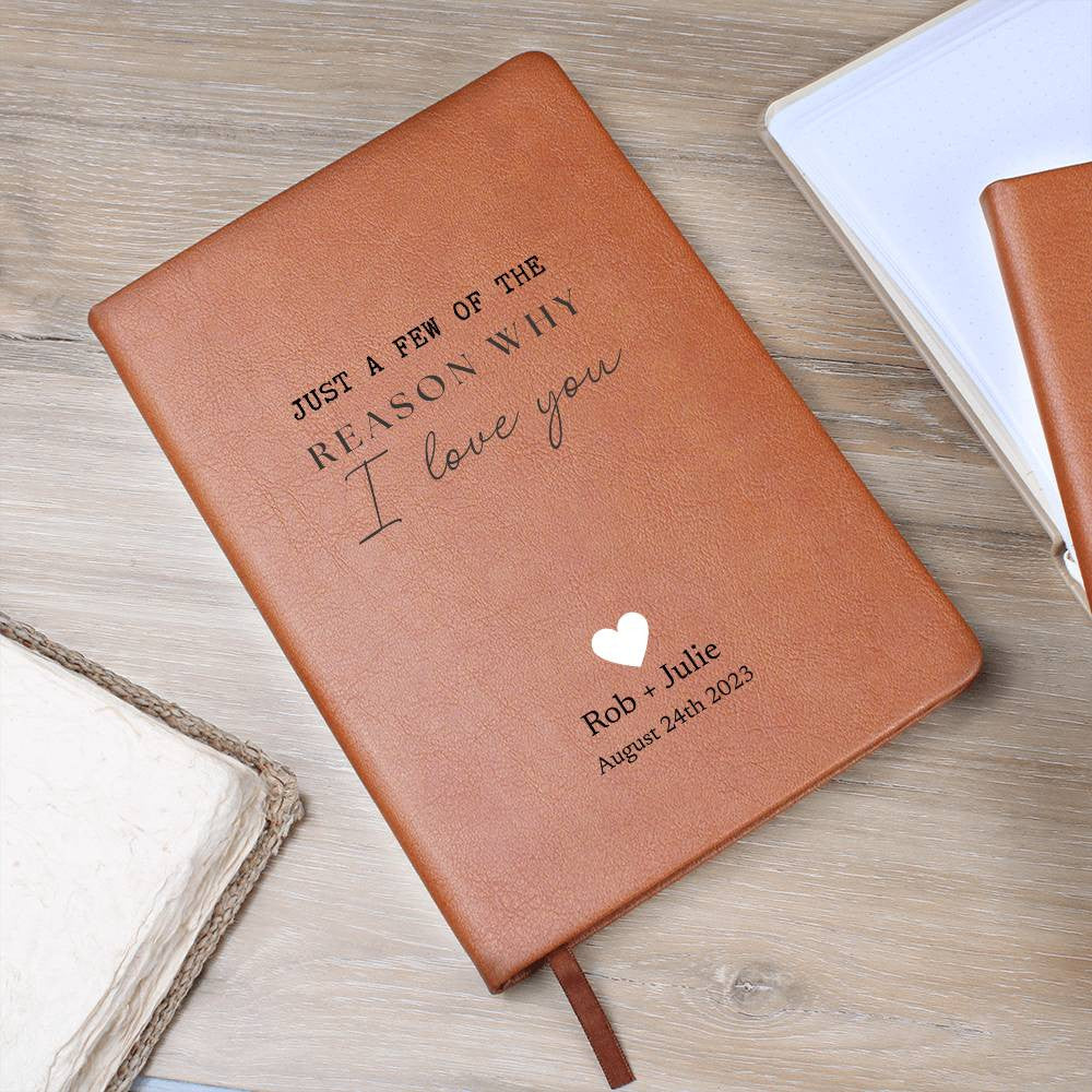 Personalized Leather Journal - Reasons Why - Custom Leather Notebook For The One You Love - Wedding or Anniversary Gift - Love Letters, Memory Book