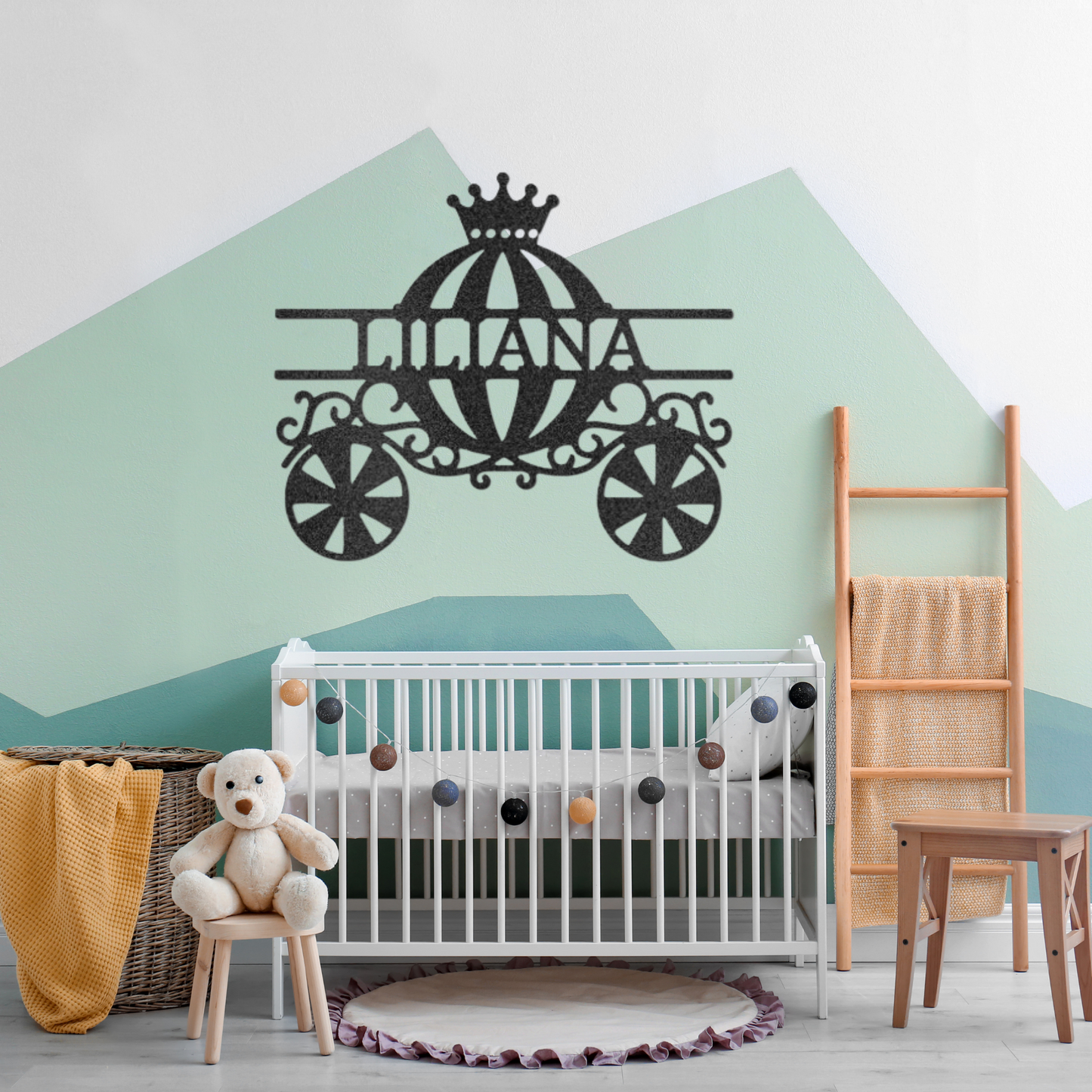 Princess Carriage Metal Wall Art - Custom Princess Decor, Kids Door Sign, Princess Room Decor, Nursery Decor