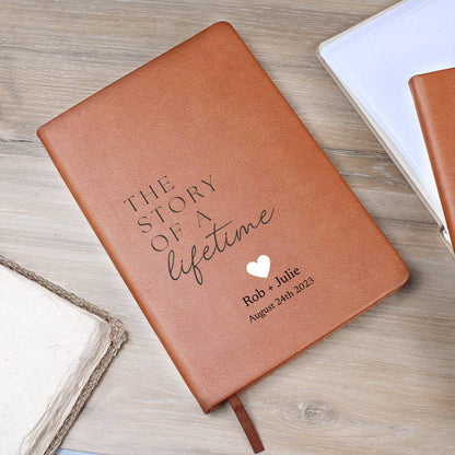 Personalized Leather Journal - The Story Of A Lifetime - Custom Leather Notebook For The One You Love - Wedding or Anniversary Gift - Love Letters, Memory Book