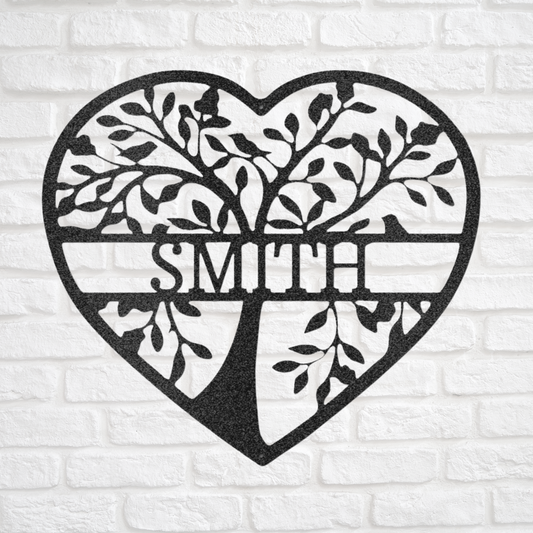 Loving Family Tree Monogram - Family Tree Wall Art - Custom Metal Sign