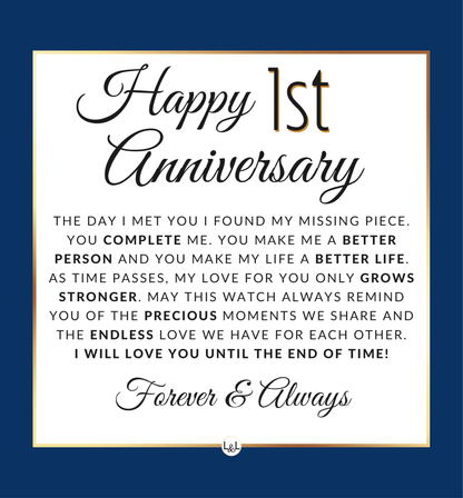 1st Anniversary Gift for Husband - Men's Openwork Watch + Watch Box - Great Anniversary Gift Idea For Husband, From Wife