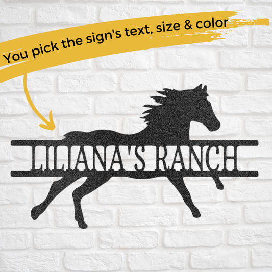 Custom Metal Run Free Horse Sign - Equestrian Memorial