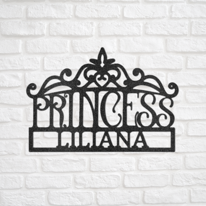 Princess Crown Metal Wall Art - Custom Princess Decor, Kids Door Sign, Princess Room Decor, Nursery Decor