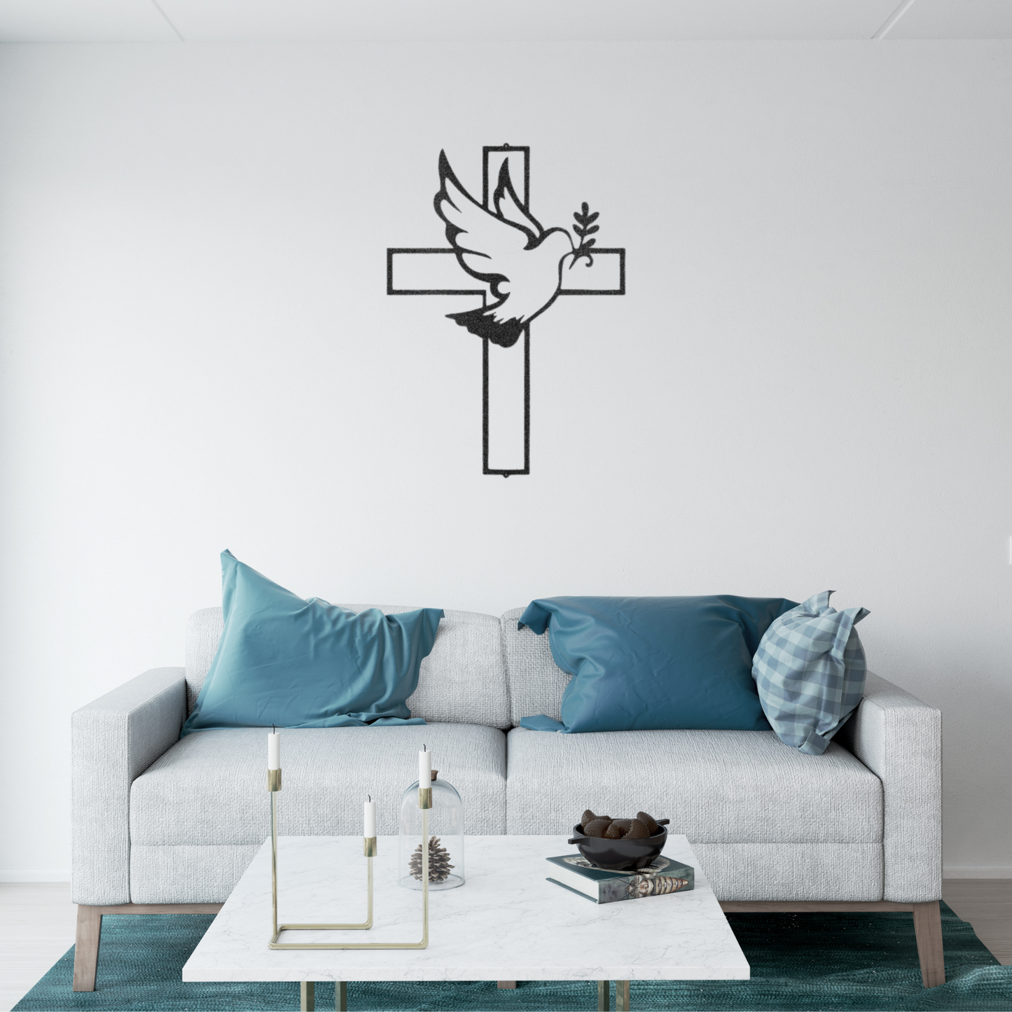 Dove On Cross - Custom Metal Sign - Christian Metal Wall Art, Christian Artwork