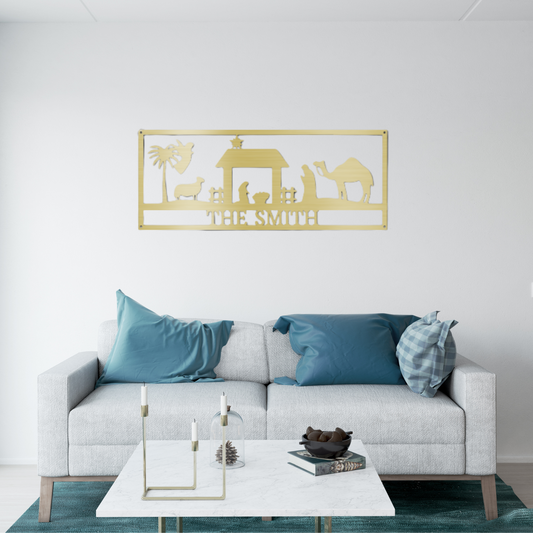 Nativity Monogram - Custom Metal Sign - Christmas Decor, Christian Metal Wall Art, Christian Artwork