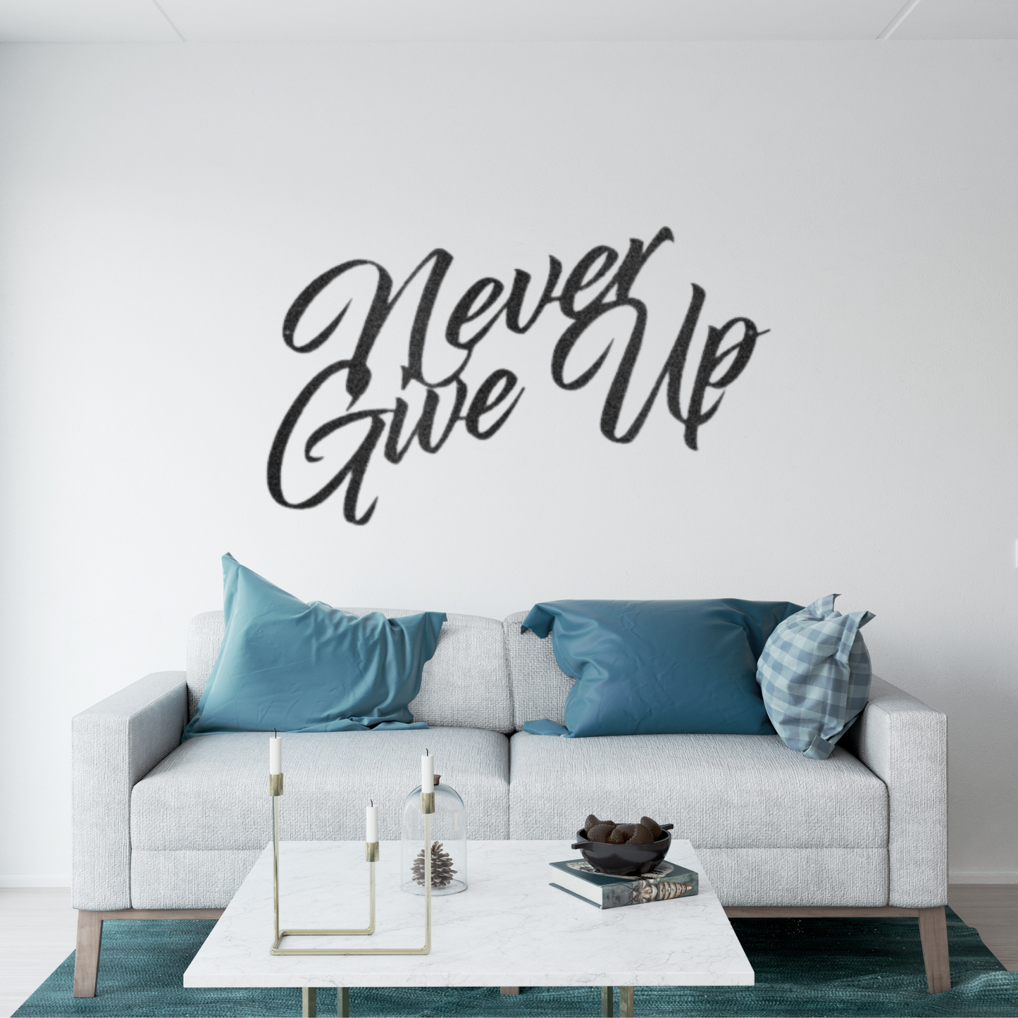"Never Give Up" - Custom Metal Sign - Inspirational Quote