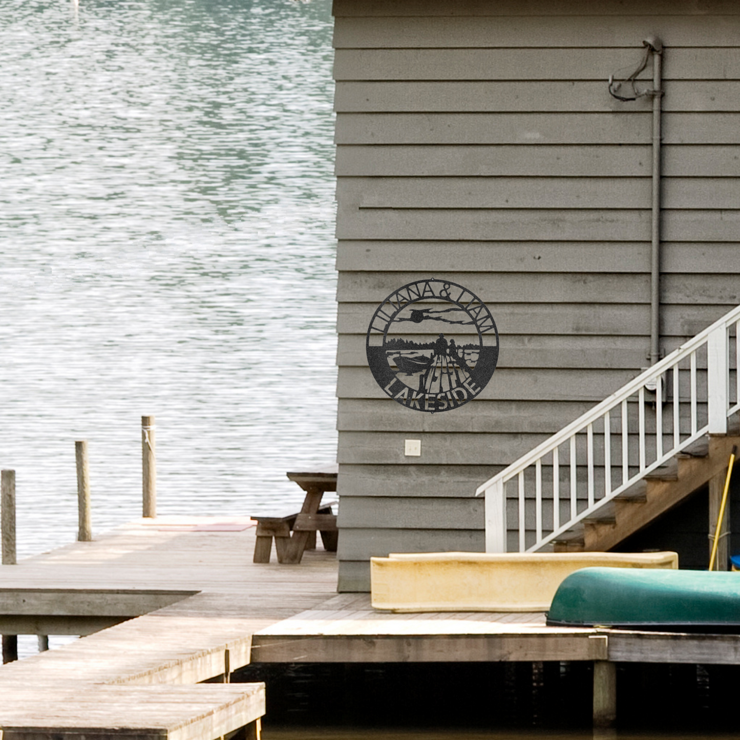 house accessories Fishing Boat at Saint Martin beach lake house metal tin  sign