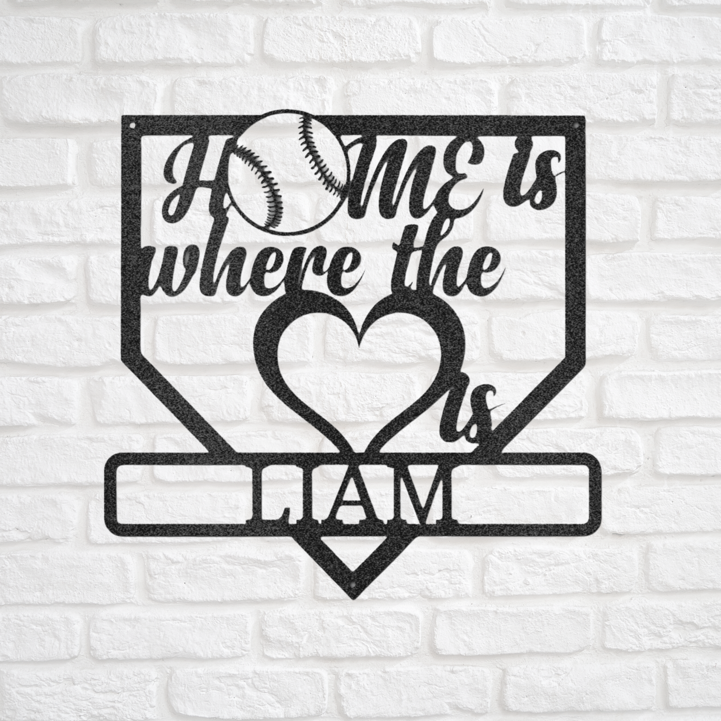 Home is Where the Heart is - Baseball Sign - Laser Cut Metal Sign, Playroom Sign, Gift for Baseball Player