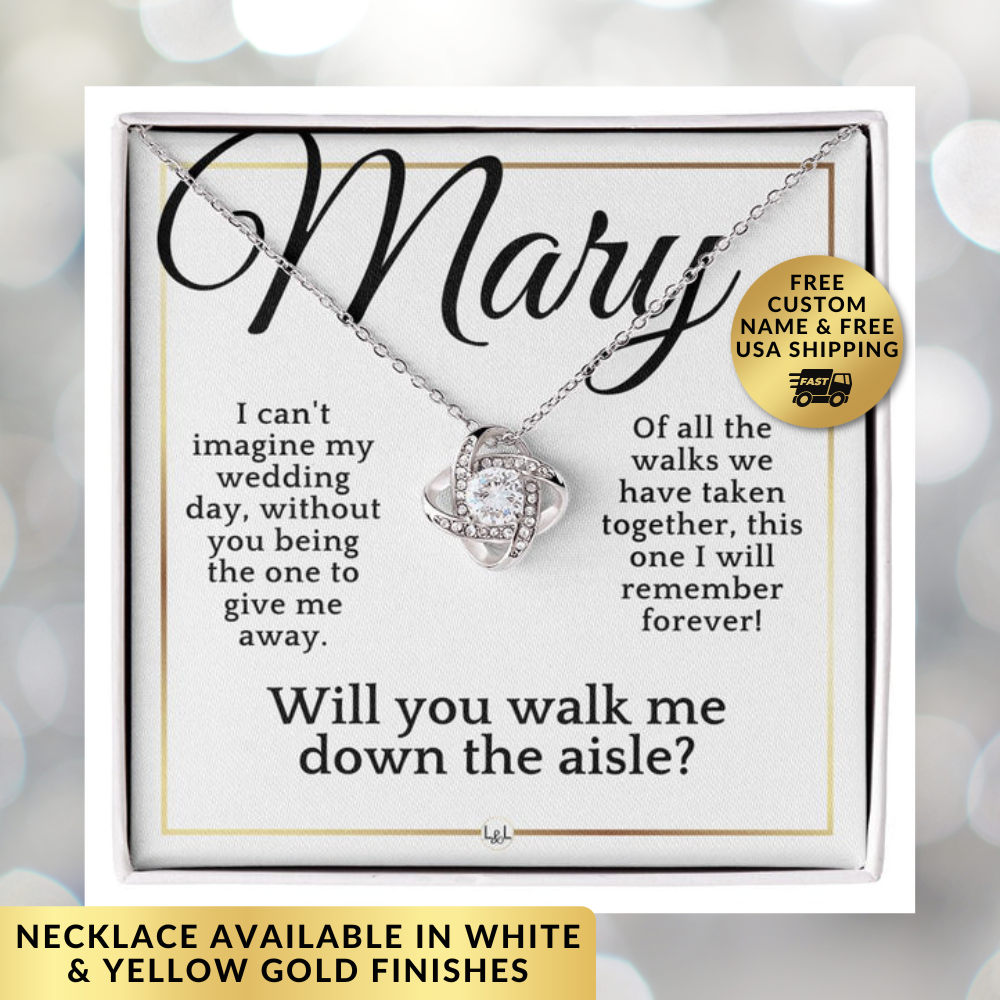 Will You Walk Me Down The Aisle - Give Me Away Proposal - Custom Name - Elegant White and Gold Wedding Theme