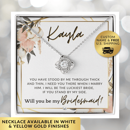 Bridesmaid Proposal Custom Name - Wedding Party Jewelry Accessories From Bride - Need You There , Pink Floral and Boho Wedding Theme - Liliana and Liam
