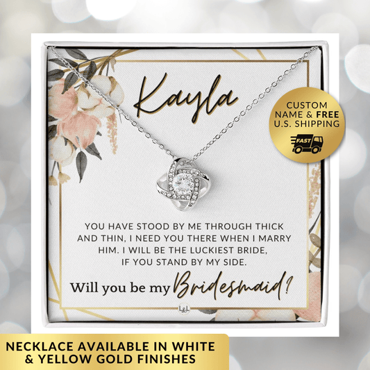 Bridesmaid Proposal Custom Name - Wedding Party Jewelry Accessories From Bride - Need You There , Pink Floral and Boho Wedding Theme - Liliana and Liam