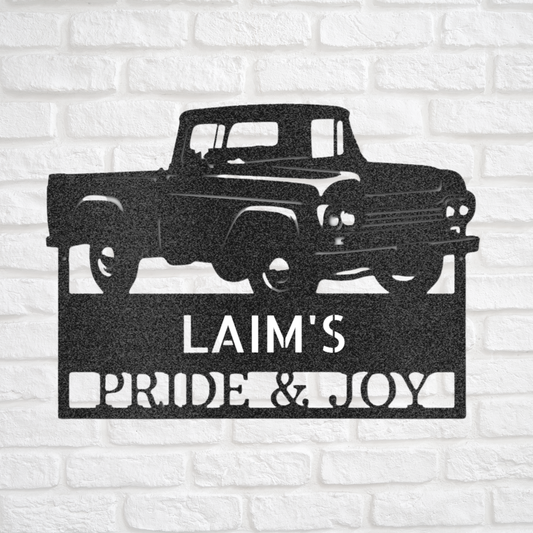 Classic Truck Monogram, Personalized Metal Wall Art, Classic Truck, Custom Truck Metal Wall Sign, Truck, Antique Classics, Garage Sign, Gift for Him