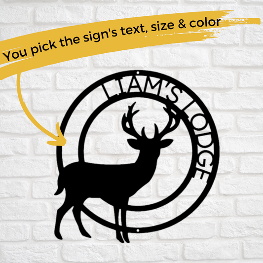 Custom Metal Round Buck Monogram - Cabin Decor