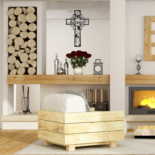 Blessed Cross - Custom Metal Sign - Christian Metal Wall Art, Christian Artwork