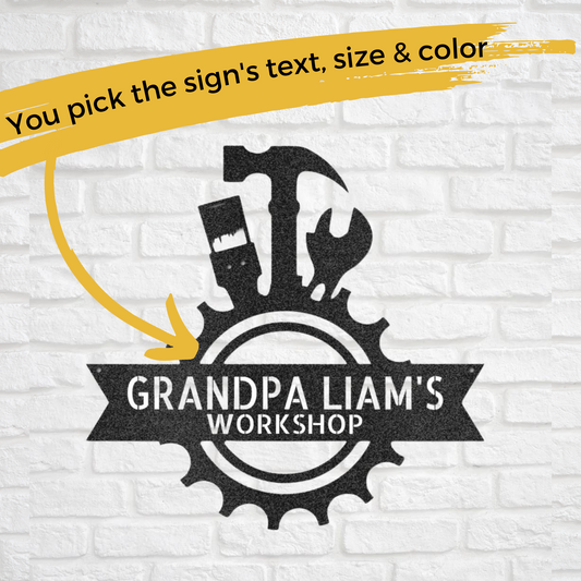 Workshop Tools Personalized Metal Sign | Custom Garage & Workshop Decor