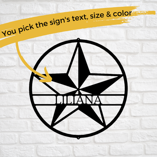 Custom Metal Texas Star Sign - Patriotic Decor