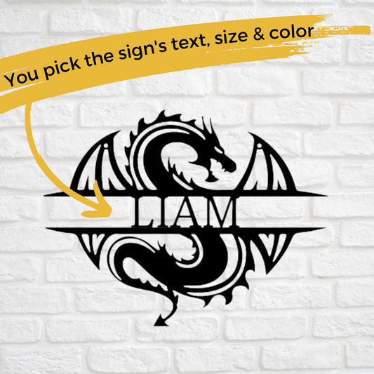 Custom Metal Dragon Monogram Sign - Celtic Wall Art