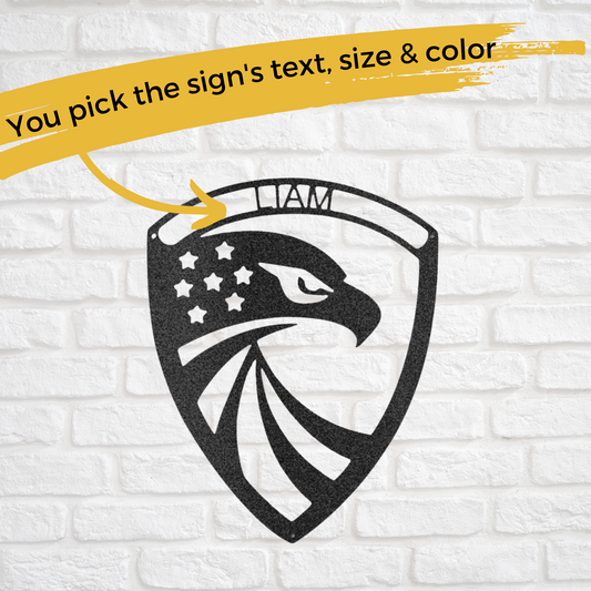 Modern Eagle Monogram - Custom Metal sign - Patriotic Decoration