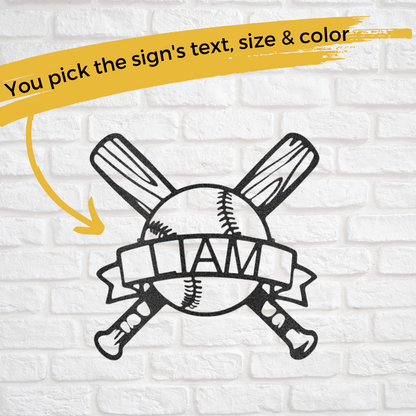 Baseball Wall Art - Custom Metal Baseball Sign -  Playroom Sign, Gift for Baseball Player